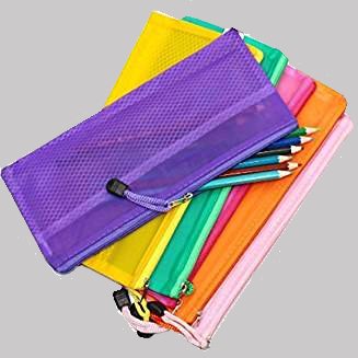 School writing materials: notebooks, pens and pencils